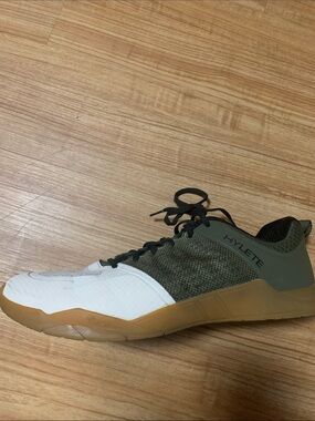 Hylete White and Olive Low-Profile Training Shoe with Gum Sole